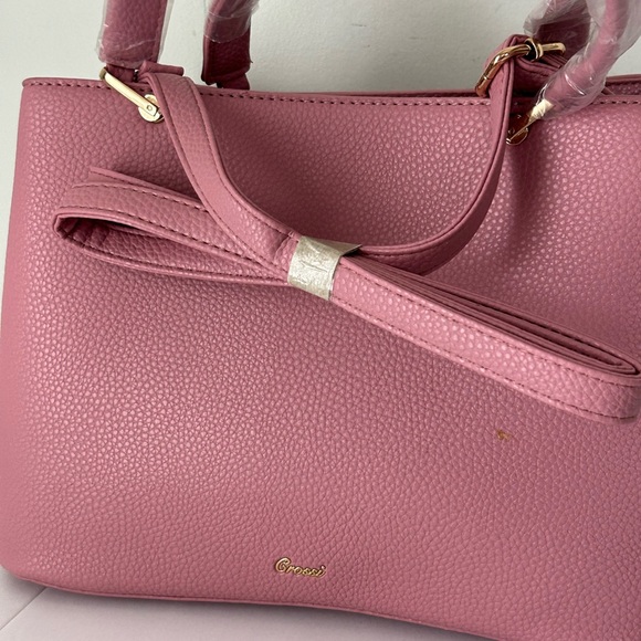Crossi Pink Bow Satchel with Shoulder Strap - Picture 3 of 14